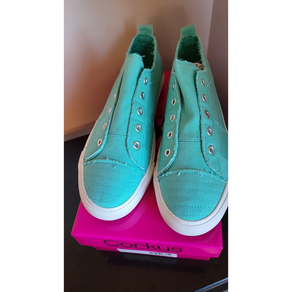 NEW Corkys Tennis Shoes Aqua Babalu Womens Size 10 Slip On Sneakers - Picture 11 of 16